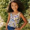 PINK DESERT GIRLS MINI RUFFLE PEPLUM SWIMSUIT SET IN WILD LAVENDER AND INDIGO