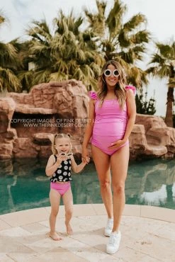 SWIM PINK DESERT FLUTTER SLEEVE RUCHED ONE PIECE IN NEON LILAC *RESTOCKED*