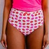 SASSY RED LIPSTICK X PINK DESERT VINTAGE HIGH WAIST SWIM BOTTOM IN SASSY LIPS