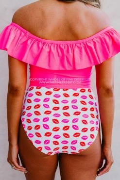 SASSY RED LIPSTICK X PINK DESERT VINTAGE HIGH WAIST SWIM BOTTOM IN SASSY LIPS