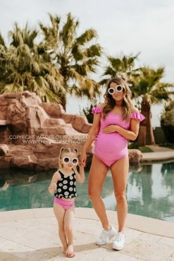 SWIM PINK DESERT FLUTTER SLEEVE RUCHED ONE PIECE IN NEON LILAC *RESTOCKED*