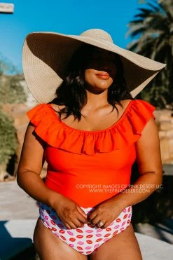 SASSY RED LIPSTICK X PINK DESERT RUFFLE MIDKINI IN POPPY 11 SASSY RED LIPSTICK X PINK DESERT RUFFLE MIDKINI IN POPPY