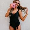 SASSY RED LIPSTICK X PINK DESERT SARAH WRAP ONE PIECE IN BLACK