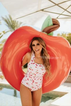 PINK DESERT RUCHED ONE SHOULDER ONE PIECE SWIMSUIT IN CHERRY BOMB