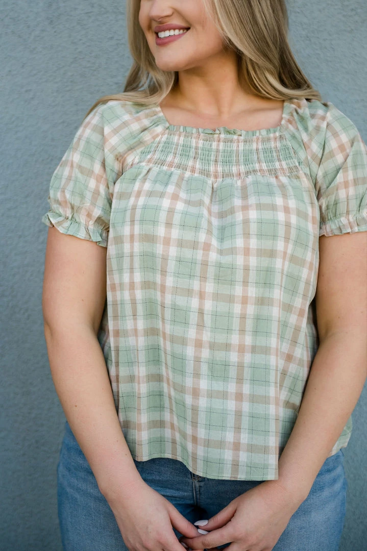 Hayden Los Angeles THE CALL ME MAYBE BABYDOLL TOP IN SAGE PLAID TOPS 5 Hayden Los Angeles THE CALL ME MAYBE BABYDOLL TOP IN SAGE PLAID TOPS