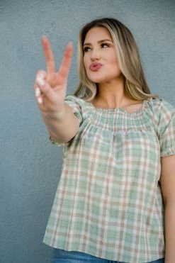 Hayden Los Angeles THE CALL ME MAYBE BABYDOLL TOP IN SAGE PLAID TOPS 9 Hayden Los Angeles THE CALL ME MAYBE BABYDOLL TOP IN SAGE PLAID TOPS