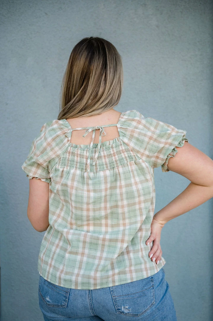 Hayden Los Angeles THE CALL ME MAYBE BABYDOLL TOP IN SAGE PLAID TOPS 6 Hayden Los Angeles THE CALL ME MAYBE BABYDOLL TOP IN SAGE PLAID TOPS