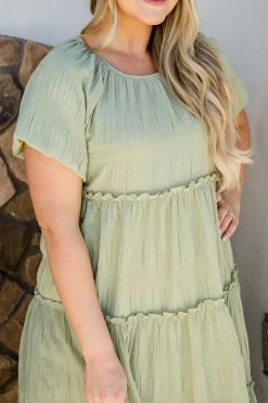Mikarose THE SANDRA TIERED DRESS IN SEACREST GREEN DRESSES