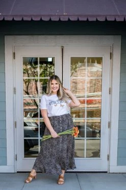 Style U SKIRTS THE MOVE FOR YOU MAXI SKIRT IN BLACK ABSTRACT