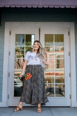 Style U SKIRTS THE MOVE FOR YOU MAXI SKIRT IN BLACK ABSTRACT