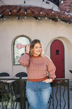 Lumiere THE BRADFORD CHECKERED TOP IN BRICK