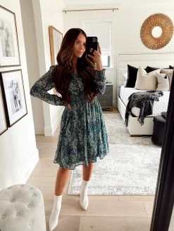 THE PINK DESERT PANDORA DRESS IN GREEN PAISLEY PD EXCLUSIVES