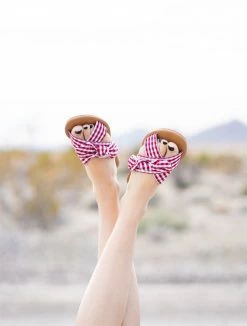 December Shoes THE SLIP ON SANDAL IN RED GINGHAM
