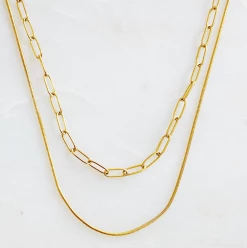 FAIRE ACCESSORIES THE DOUBLE LAYER CHAIN NECKLACE IN GOLD