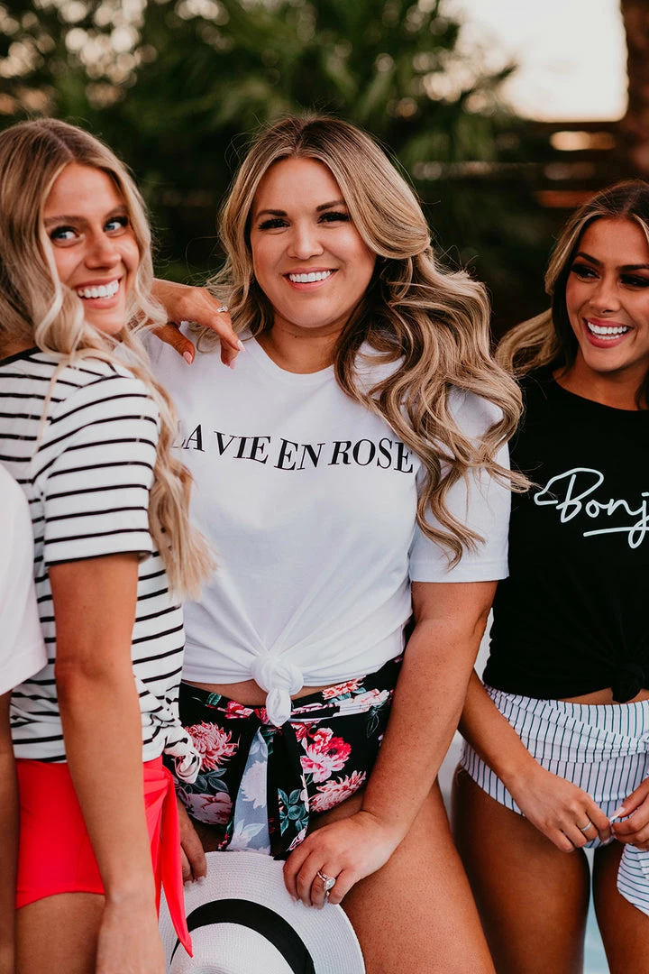 THE LA VIE EN ROSE TEE IN WHITE BY PINK DESERT SWIM 5 THE LA VIE EN ROSE TEE IN WHITE BY PINK DESERT SWIM