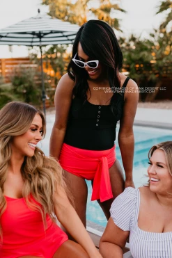 BUTTON FRONT MIDKINI SWIM TOP IN BLACK BY PINK DESERT 9 BUTTON FRONT MIDKINI SWIM TOP IN BLACK BY PINK DESERT