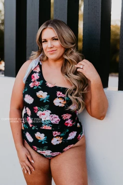 ONE SHOULDER BOW ONE PIECE IN LE FLEUR BY PINK DESERT