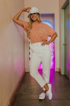 BLT THE TODAY IS A GOOD DAY EMBROIDERED TEE IN CORAL