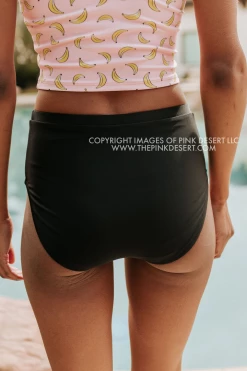 PINK DESERT VINTAGE HIGH WAIST SWIM BOTTOM IN BLACK
