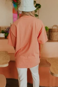 BLT THE TODAY IS A GOOD DAY EMBROIDERED TEE IN CORAL