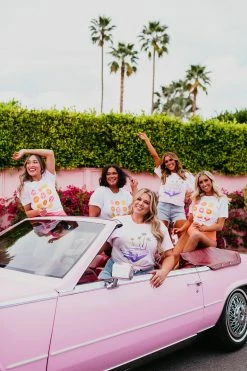 SWIM THE PALM SPRINGS PINK CLASSIC CAR TEE BY SASSY RED LIPSTICK X PINK DESERT