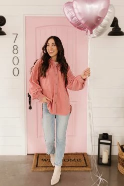 Blue B THE LOVE YOURSELF SHACKET IN BLUSH PINK TOPS