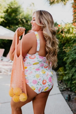 SWIM SARAH WRAP ONE PIECE IN CITRUS BY SASSY RED LIPSTICK X PINK DESERT