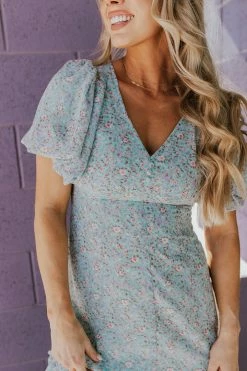 Blu Pepper THE ADRIAN FLORAL MIDI DRESS IN AQUA