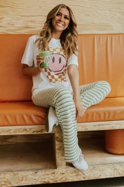 12pm By Mon Ami THE CHECKERED SMILEY TEE IN WHITE