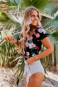 Pink Desert PUFF SLEEVE MIDKINI SWIM TOP IN LE FLEUR BY PINK DESERT 15 Pink Desert PUFF SLEEVE MIDKINI SWIM TOP IN LE FLEUR BY PINK DESERT