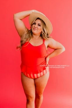 SWIM ELEVATED PEPLUM TANKINI IN BISOU RASPBERRY BY PINK DESERT