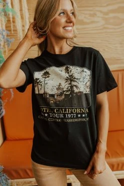 12pm By Mon Ami THE HOTEL CALIFORNIA GRAPHIC TEE IN BLACK