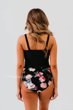 PINK DESERT MINI RUFFLE CROP PEPLUM SWIM TOP IN BLACK 18 PINK DESERT MINI RUFFLE CROP PEPLUM SWIM TOP IN BLACK