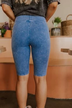 Blue Buttercup THE BENJI MINERAL WASHED BIKER SHORTS IN BLUE 7 Blue Buttercup THE BENJI MINERAL WASHED BIKER SHORTS IN BLUE