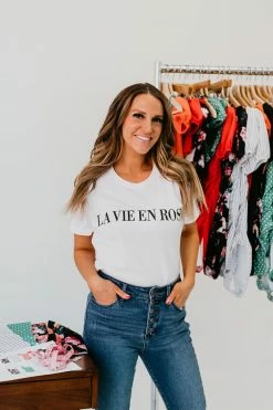 THE LA VIE EN ROSE TEE IN WHITE BY PINK DESERT SWIM