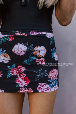 HIGH WAISTED SWIM SKIRT IN LE FLEUR BY PINK DESERT