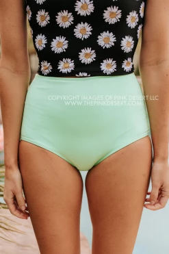 PINK DESERT HIGH WAIST SWIM BOTTOM IN NEON MINT