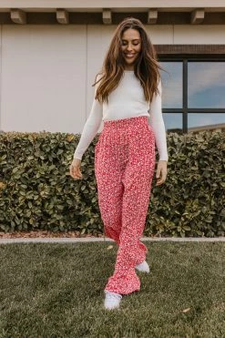 Better B THE ROSIE FLORAL PANTS IN RED