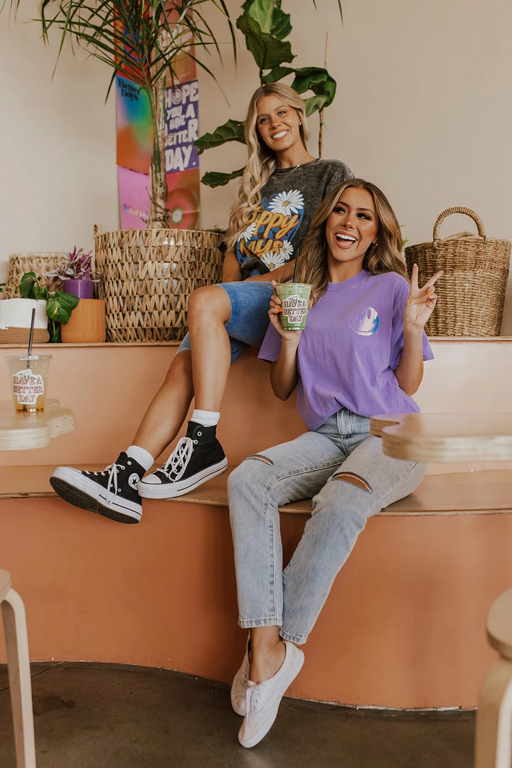 BLT THE HOLOGRAPHIC SMILEY TEE IN VIOLET 4 BLT THE HOLOGRAPHIC SMILEY TEE IN VIOLET