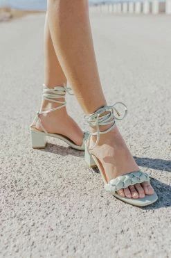 Verona Collection THE MARILYN BRAIDED HEELS IN MINT SHOES