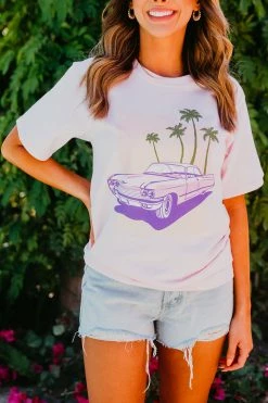 SWIM THE PALM SPRINGS PINK CLASSIC CAR TEE BY SASSY RED LIPSTICK X PINK DESERT