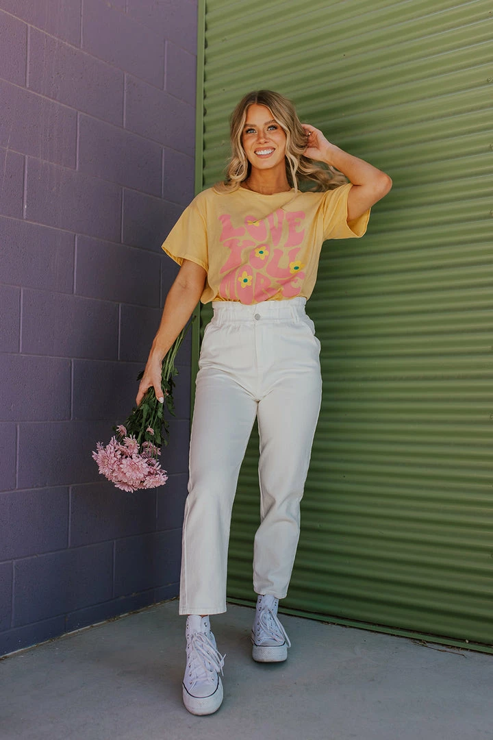 Style U TOPS THE RETRO LOVE YOU MORE DAISY TEE IN MUSTARD 2 Style U TOPS THE RETRO LOVE YOU MORE DAISY TEE IN MUSTARD