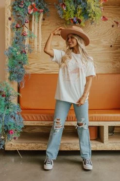 Golden Rose TOPS THE FREE BIRD AMERICA GRAPHIC TEE IN VINTAGE WHITE