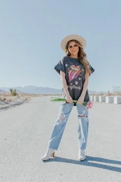 JUST PANMACO INC. THE JAMIE HIGH RISE DAD JEANS IN LIGHT WASH BOTTOMS