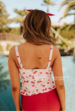 PINK DESERT MINI RUFFLE CROP PEPLUM SWIM TOP IN CHERRY BOMB 10 PINK DESERT MINI RUFFLE CROP PEPLUM SWIM TOP IN CHERRY BOMB