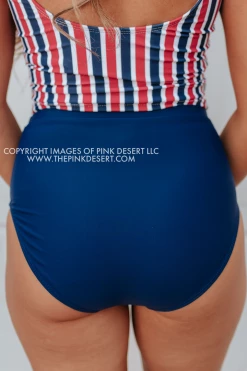 PINK DESERT VINTAGE HIGH WAIST SWIM BOTTOM IN INDIGO