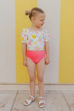 GIRLS SWIM BOTTOM IN PALM SPRINGS PINK BY SASSY RED LIPSTICK X PINK DESERT