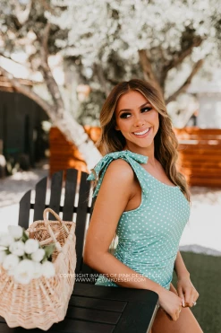 SWIM ONE SHOULDER BOW ONE PIECE IN CIAO! POLKA DOT BY PINK DESERT