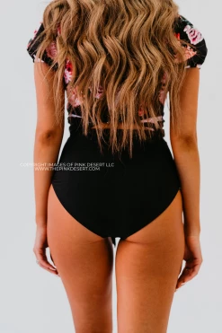 HIGH WAIST TIE FRONT SWIM BOTTOMS IN BLACK BY PINK DESERT