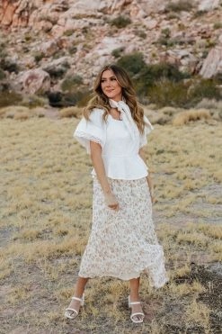 Hayden Los Angeles SKIRTS THE ISLA FLORAL SKIRT IN IVORY